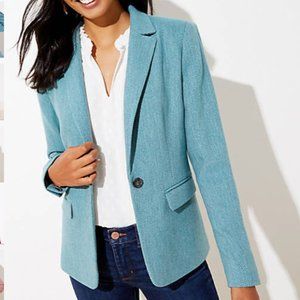 Loft Herringbone Modern Blazer in Teal Multi